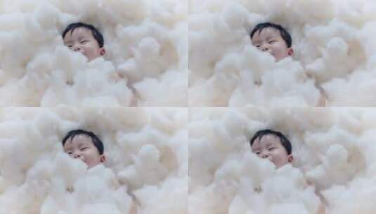 4K广告级 婴儿 可爱 新生儿 宝宝  棉花高清在线视频素材下载