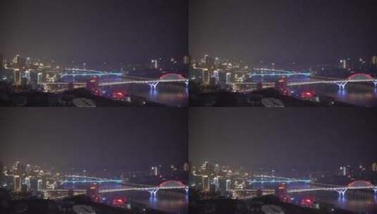 重庆鹅岭公园眺望重庆下雨夜景高清在线视频素材下载