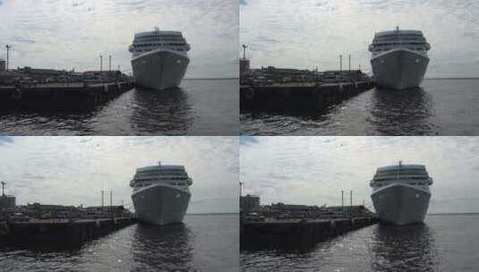 停靠在海港的邮轮高清在线视频素材下载