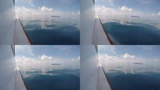 海面  乘船 蓝天 白云 平静海面高清在线视频素材下载