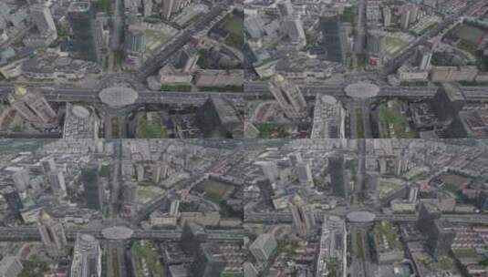 城市交通-上海五角场-高架桥商业中心高清在线视频素材下载