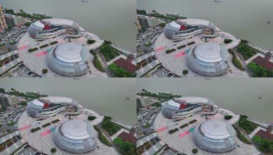 芜湖大剧院阴天航拍高清在线视频素材下载