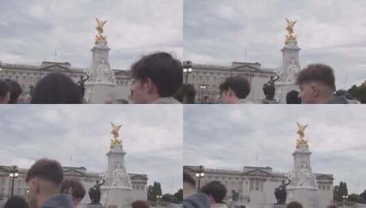 白金汉宫外维多利亚纪念碑的低角度拍摄高清在线视频素材下载