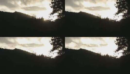 傍晚山区夕阳日落天空美景高清在线视频素材下载