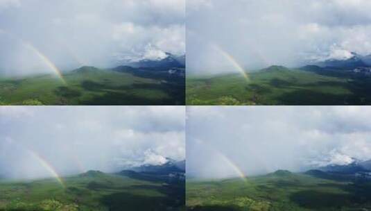 双道彩虹下的腾冲火山群高清在线视频素材下载