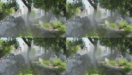 园林人造雾气高清在线视频素材下载