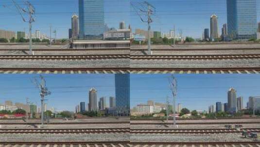 高铁站车站车窗外风景高清在线视频素材下载