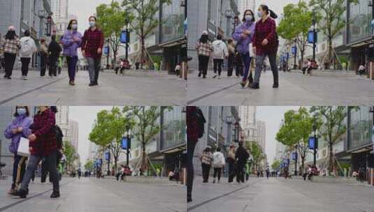 武汉汉江路步行街高清在线视频素材下载