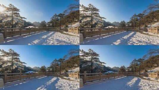 黄山冬季雪景风光延时高清在线视频素材下载