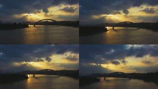 夕阳下的南宁大桥高清在线视频素材下载