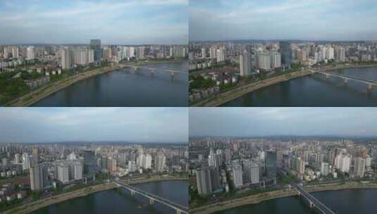 4K航拍株洲城市全景 株洲大桥高清在线视频素材下载