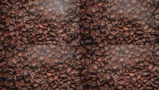 咖啡种子香浓的咖啡豆是咖啡豆烤出来的烟高清在线视频素材下载