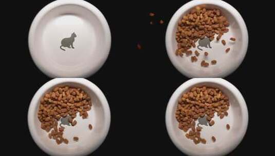 干猫粮飞进宠物碗高清在线视频素材下载