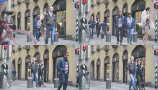 意大利米兰市中心街道上的行人高清在线视频素材下载