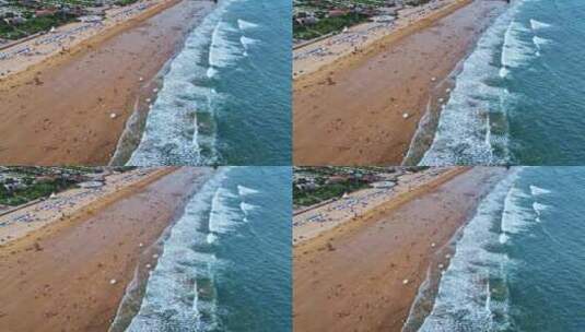 青岛金沙滩海水浴场高清在线视频素材下载