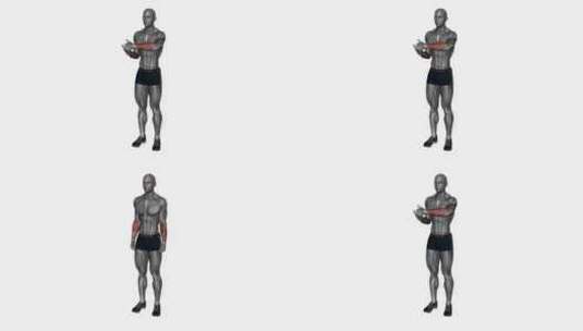 3D侧手腕拉拉伸科学健身练习动画高清在线视频素材下载