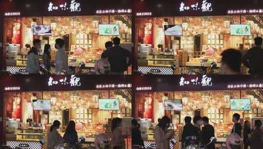 夜晚街道店面高清在线视频素材下载