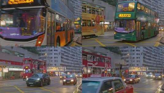 香港街道公交车叮叮车高清在线视频素材下载