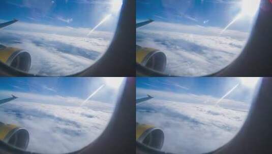 飞机内看窗外云层高清在线视频素材下载