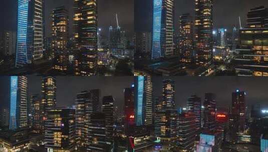 深圳南山区建筑群夜景合集高清在线视频素材下载