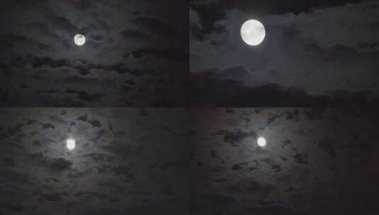 延时十五的圆月在云层中穿行高清在线视频素材下载