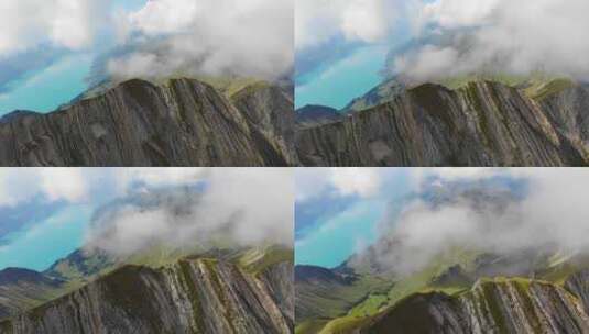 空中拍摄云层中的山脊高清在线视频素材下载