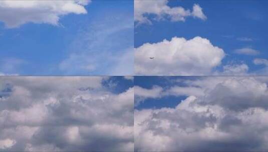 超长云朵延时摄影能看到飞机飞过高清在线视频素材下载