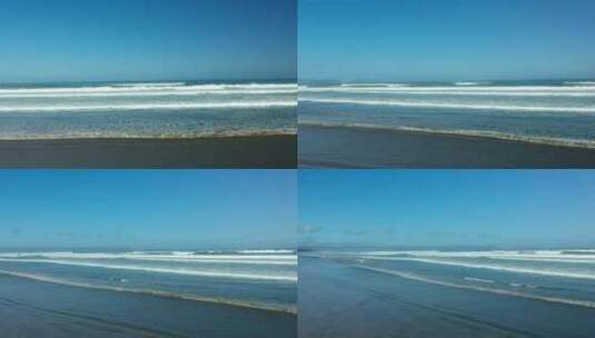 90英里海滩岸边全景，岸边和海滩的平面图，新西兰，高清在线视频素材下载