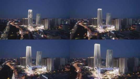 西安南飞鸿广场夜景航拍高清在线视频素材下载