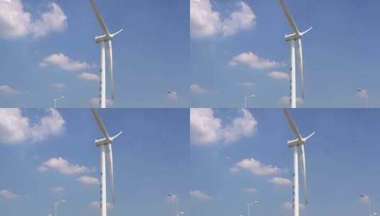 风力发电风车蓝天白云高清在线视频素材下载