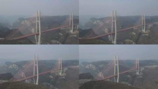 航拍大桥贵州桥梁中国桥梁建设跨河高速公路高清在线视频素材下载
