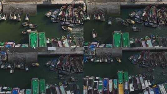 广西北海侨港码头美丽风景休渔港口停满渔船高清在线视频素材下载