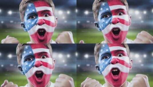 美国球迷以体育场为背景庆祝胜利高清在线视频素材下载