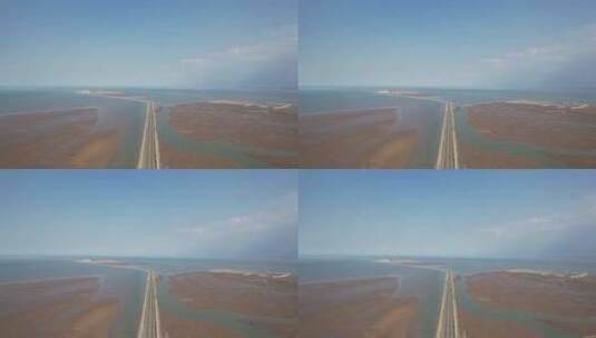 大海海边沙滩自然风光蓝天白云航拍高清在线视频素材下载