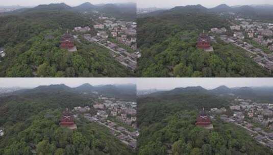 浙江杭州西湖城隍阁景区航拍高清在线视频素材下载