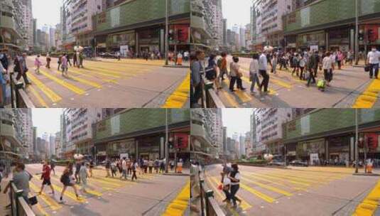 香港红绿灯过马路人来人往日景视频4K高清在线视频素材下载