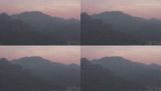 山东泰安城市清晨日出彩霞泰山航拍高清在线视频素材下载