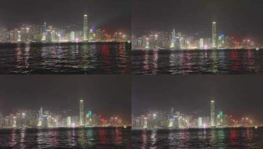 香港维多利亚港海边夜景实拍高清在线视频素材下载