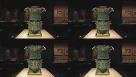 4K拍摄兽面纹尊西周山西博物院藏品高清在线视频素材下载