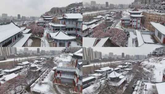 城市雪景航拍高清在线视频素材下载