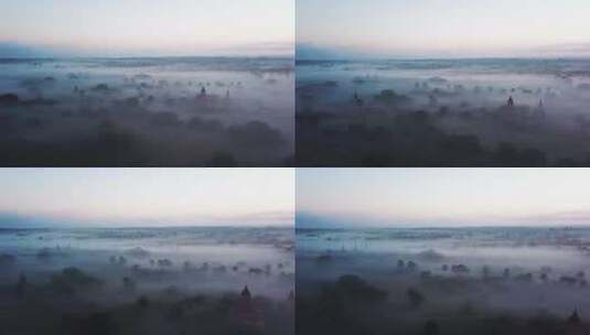 晨雾中的柬埔寨吴哥窟风景高清在线视频素材下载