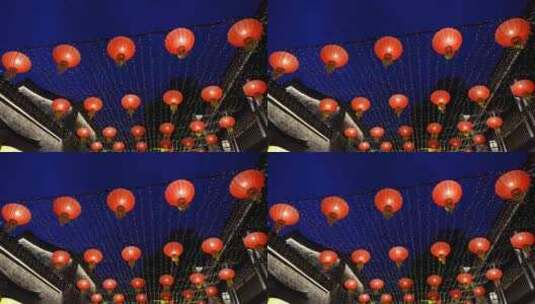 南京夫子庙秦淮风光带，红灯笼呈现的年味高清在线视频素材下载