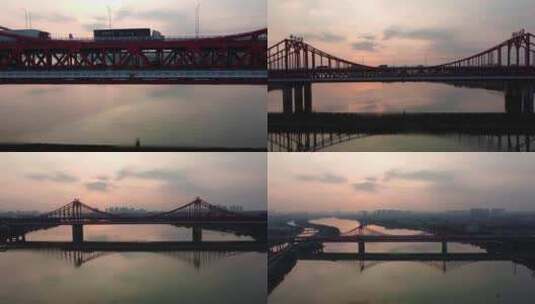 东江大桥航拍从近到远高清在线视频素材下载