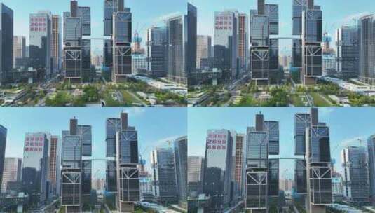 航拍深圳地标建筑大疆天空之城办公楼街景高清在线视频素材下载