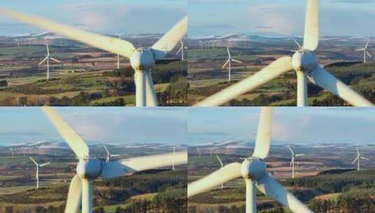风力发电平原上的新能源大风车高清在线视频素材下载
