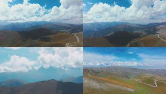 新疆大美山河航拍4K山川云层草原震撼高清在线视频素材下载