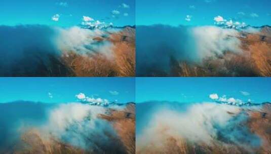 雪山天空流动的云海瀑布高清在线视频素材下载