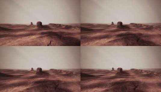 计算机生成的沙漠景观的惊人鸟瞰图高清在线视频素材下载
