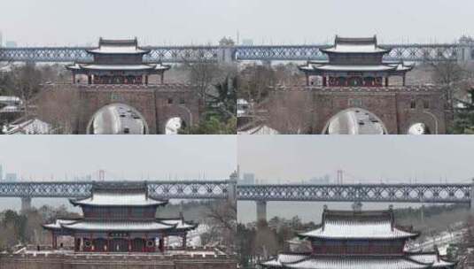 武汉航拍雪景古建筑高清在线视频素材下载