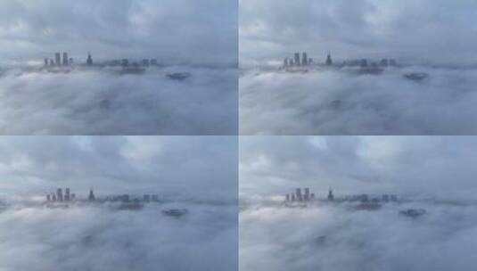 海南海口雾天航拍高清在线视频素材下载